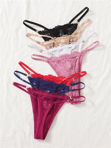 Shein Underwear Sleepwear Basics 7packs Rib Panty Set Sexy Lingerie SHEIN EUR