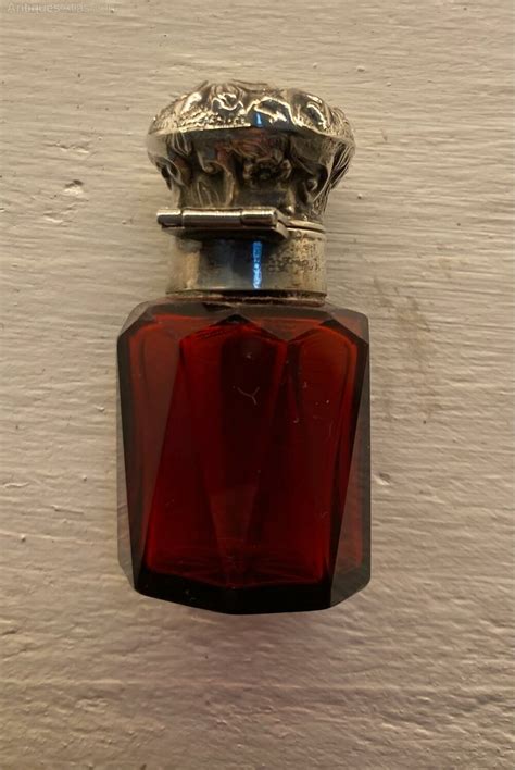 Antiques Atlas Silver And Faceted Cranberry Glass Scent Bottle