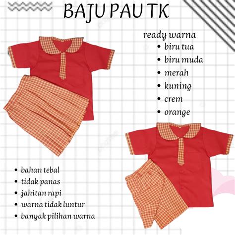 Jual Seragam Tkpaud Baju Tkpaud Kotak Kotak Pendek Shopee Indonesia