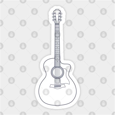 Auditorium Style Acoustic Guitar Outline Acoustic Guitar Sticker