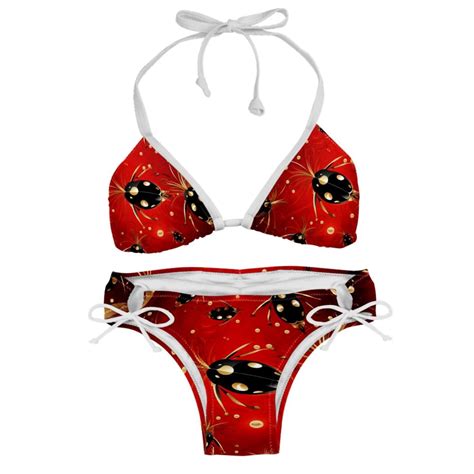 Seven Starred Ladybird Chic Bikini Set With Detachable Sponge Adjustable Strap Pack For