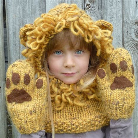 Knitting Pattern US for Lion Head and Paws. Sizes Baby to Adult. Chunky ...