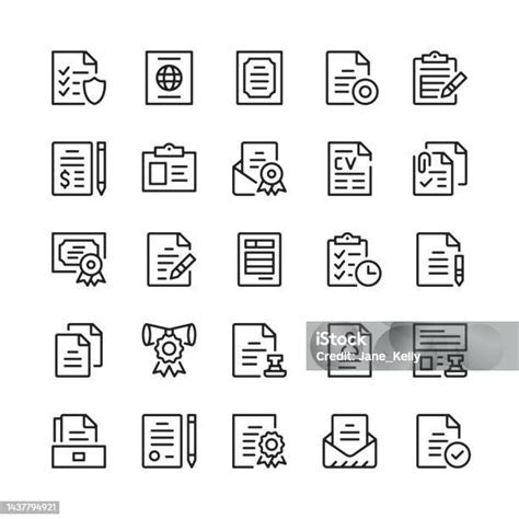 Legal Document Line Icons Outline Symbols Vector Line Icons Set Stock