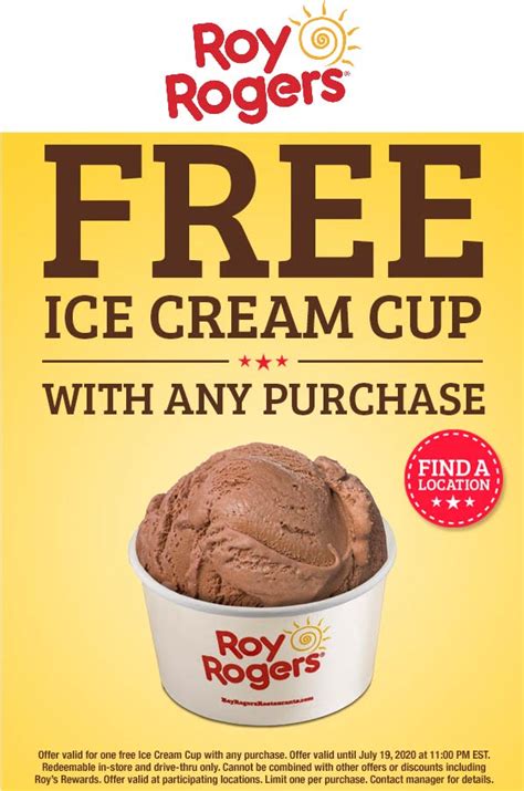 Free Ice Cream Cup With Any Order Today At Roy Rogers Restaurants