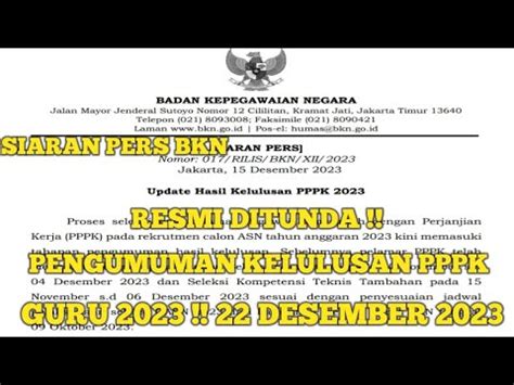 Resmi Siaran Pers Bkn Tgl Baru Pengumuman Kelulusan Pppk Guru