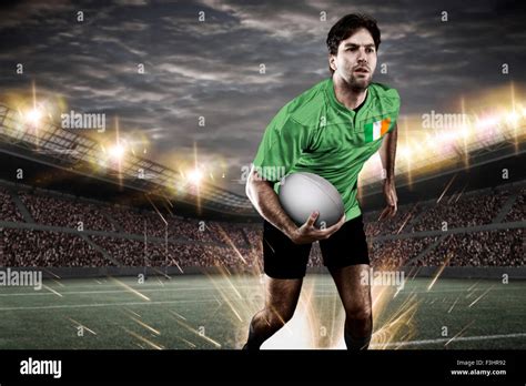 Irish rugby player, wearing a green uniform in a stadium Stock Photo ...