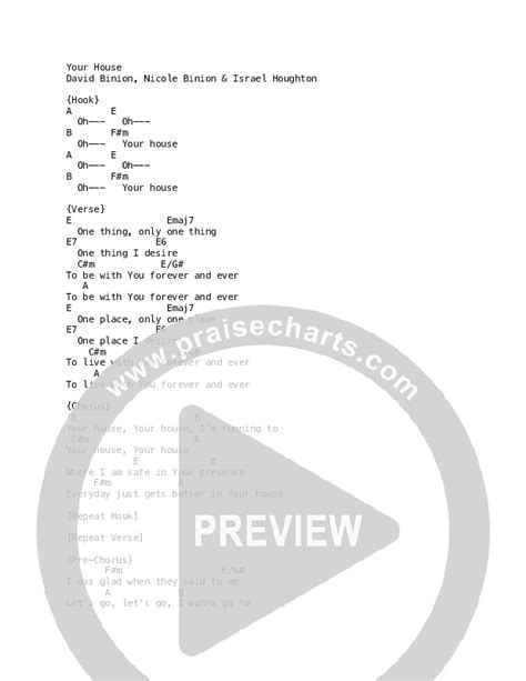 Your House Chords PDF (David & Nicole Binion) - PraiseCharts