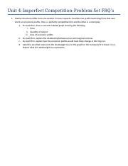 Unit 4 Imperfect Competition Problem Set FRQs Docx Unit 4 Imperfect