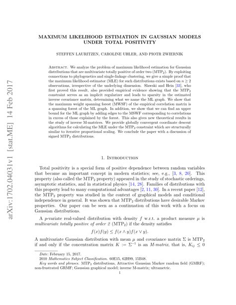 PDF Maximum Likelihood Estimation In Gaussian Models Under Total