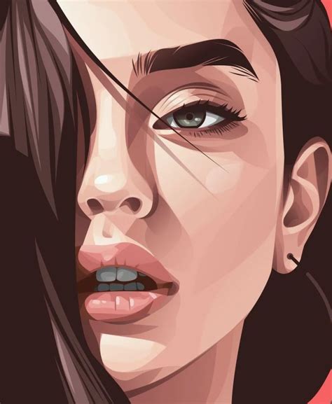 Digital Portrait Art Vector Portrait Digital Art Girl Illustration