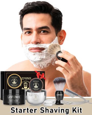 premium mens shaving kit  safety razor  sandalwood