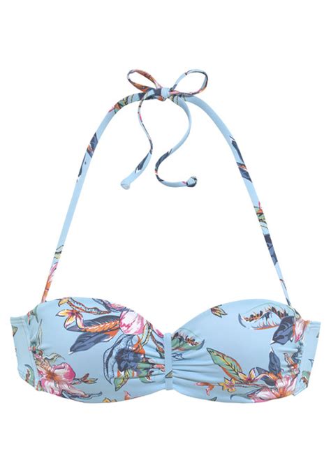 LASCANA Bügel Bandeau Bikini Top Malia hellblau bedruckt Cup A 32