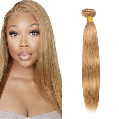 Amazon AuokMar Color 27 Human Hair Bundles Honey Blonde 27 Straight 1 Bundle Brazilian