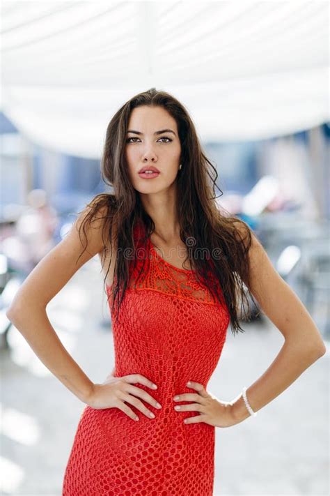 Perfect Brunette Posing Outdoor Stock Photo Image Of Cute Makeup