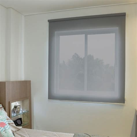Persiana Rolo Tela Solar - Cortina Persiana Rolo Tela Solar 3% L=1,60m X A=1,60m | Atlas - Cinza ...