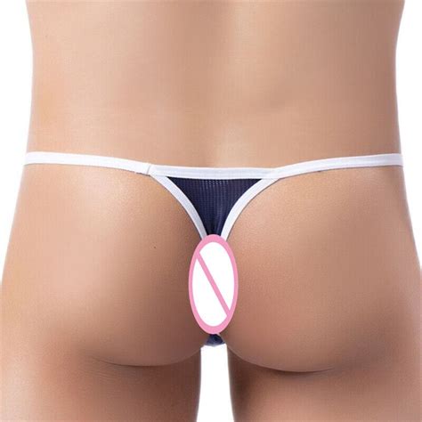 Sexy Mens Micro G String Thong Briefs Backless Pouch Bikini Mesh Sheer Underwear EBay
