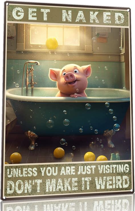 Pig GET NAKED UNLESS YOU ARE JUST VISITING DON T MAKE IT WEIRD Farm Decor Vintage Tin Signs Wall