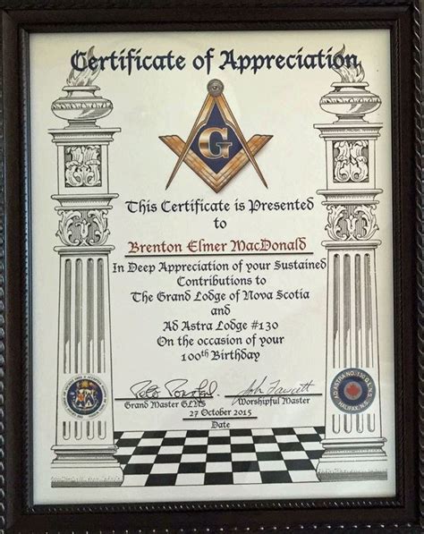 Masonic Certificate Of Appreciation Template Unique In Amazing