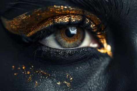 Eye With Super Black Gold Makeup Beautiful Luxury Woman Eye