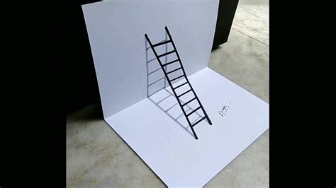 How To Draw 3d Ladder Draw 3 D Ladder Optical Illusion Trick Art