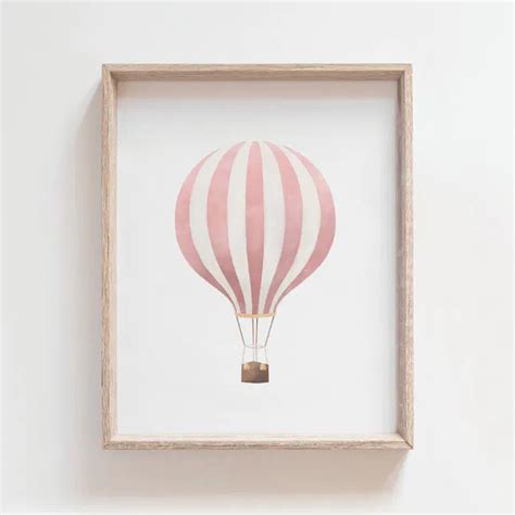 Pink Watercolor Hot Air Balloon Nursery Poster Zazzle