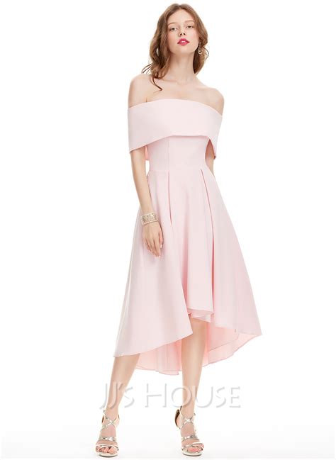 A Line Off The Shoulder Asymmetrical Stretch Crepe Homecoming Dress 022127946 Jjs House