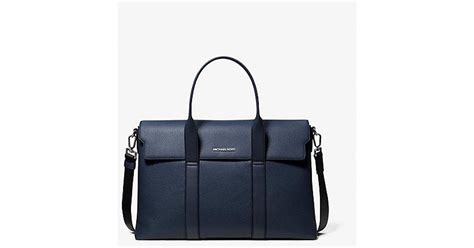 Michael Kors Cooper Pebbled Leather Briefcase In Blue For Men Lyst