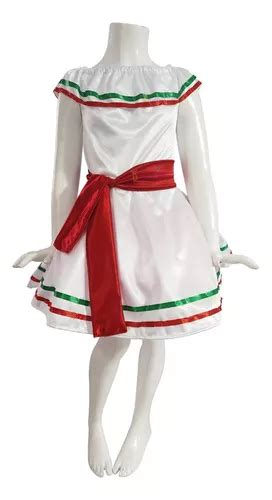 Disfraz Vestido Patrio Niña Tricolor Traje Mexicano Fiestas Patrias