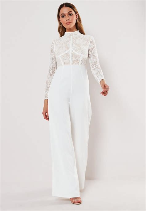 White Lace Wide Leg Jumpsuit | Missguided | Spring outfits casual ...