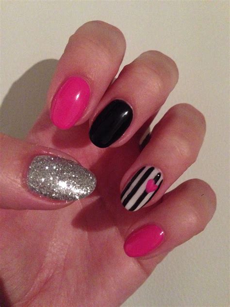 Cnd Shellac Hot Pop Pink Blackpool And Studio White With Stripes And Hearts Cnd Shellac