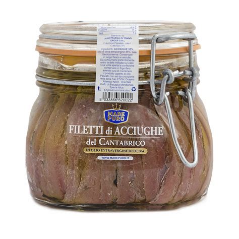 Acquista Filetti Di Acciughe Del Cantabrico 580g MarePuro