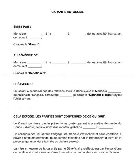 Garantie Premi Re Demande Mod Le Word Et Pdf