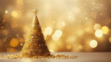 Gold christmas tree on bokeh background, by AI Generative. 28100273 ...