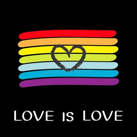 Rainbow Flag Line Backdrop Heart Shape Lgbt Gay Symbol Pride Sign Colorful Line Set Flat