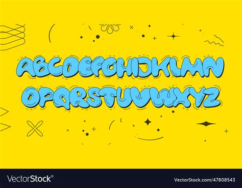 Graffiti bubble aesthetic alphabet y2k Royalty Free Vector