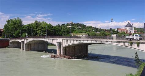 Adige River Bridge Ponte Nuovo In Verona Stock Footage Video Of