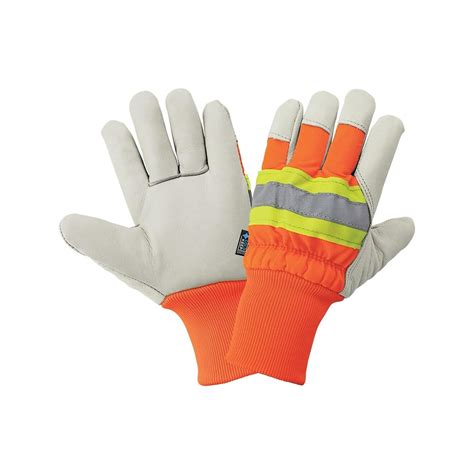 Global Glove, High-Vis 140g Insulated Cowhide Leather Gloves - 12 Pairs