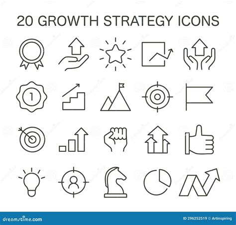 Growth Strategy Icons Set. Vector Illustration Stock Illustration