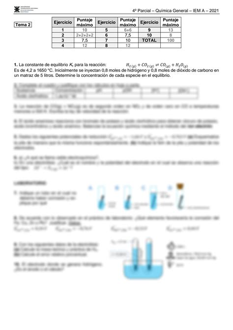 SOLUTION Modelo De Parcial Quimica Utn Studypool