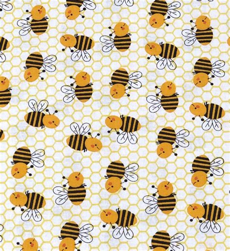 Happy Yellow Bees Fabric By The Half Yard Fat Quarter Yellow Etsy