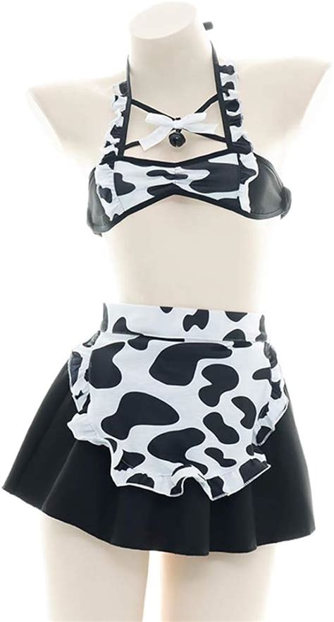Amazon Women S Anime Lingerie Sexy Maid Cosplay Lingerie Costume Kawaii Cow Bikini Roleplay