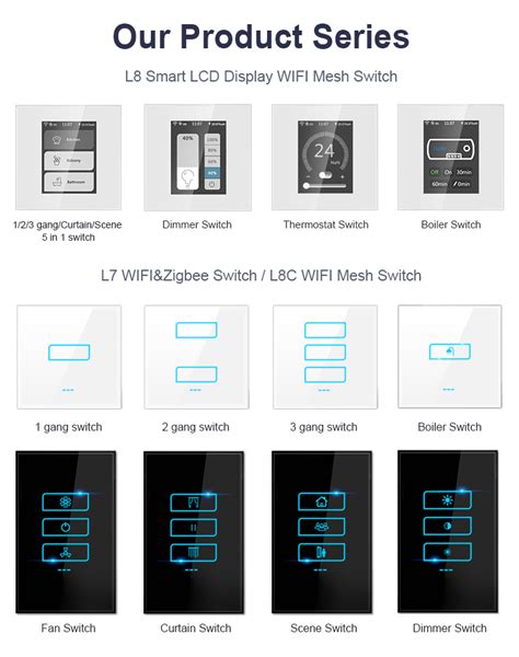 2022 Lanbon L8 Lcd Wifi Smart Switch 5 Model In 1 Smart Touch Switch