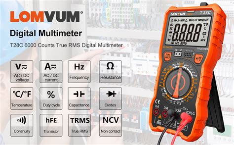 Digital Multimeter Lomvum Trms Counts Electrical Tester Ac Dc