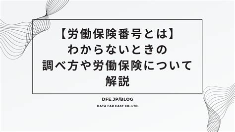 【労働保険番号とは】わからないときの調べ方や労働保険について解説 Dfe Official Blog