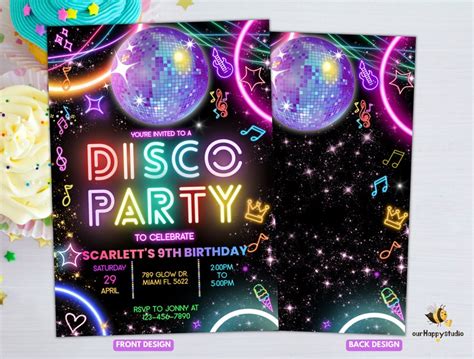 Editable Disco Party Birthday Invitation Disco Gender Neutral Etsy