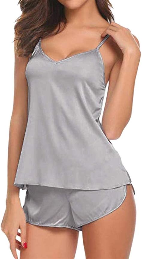 Hot Sexy Sleepwear Pyjamas Women Sexy Lingerie Nightie Satin Pyjamas Cami Shorts Set Nightwear