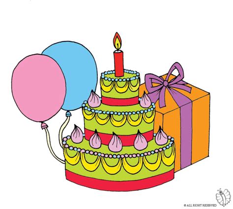 Stampa Disegno Di Torta Compleanno Con Palloncini A Colori