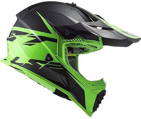 Casco Cross Enduro Moto Ls Mx Fast Evo Roar Nero Opaco Verde