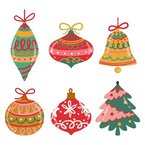 Free Vector Hand Drawn Christmas Ball Ornaments Collection