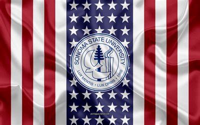 Download wallpapers Sonoma State University Emblem, American Flag ...